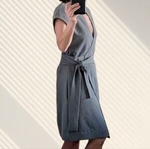 Simon's Icone Green Wrap Midi Dress with Tie Waist & Pockets Size XS.